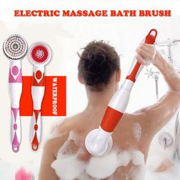 Scrubbers NEW 4In1 Electric Bath Brush Long Handle Waterproof Body Cleansing Brush Massage Home Shower Clean Spa System Health Care