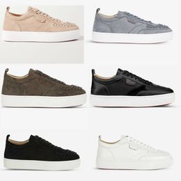 Luxury Men casual shoes happyrui low top sneaker spiked calfskin and mesh platform trainers fashion lace up round toe 38-47