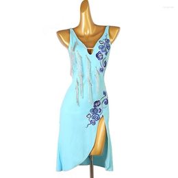 Stage Wear Women Latin Dance Skirt Design Tassel Style Rumba Samba Game Dress Adult Graceful Competition Dancing