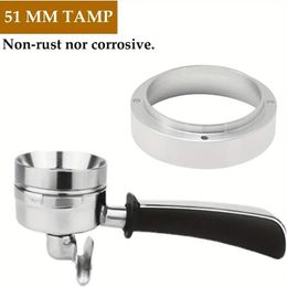 1pc 51mm Espresso Dosing Funnel, Stainless Steel Coffee Dosing Ring, Compatible With 51mm Portable Filters (51mm)