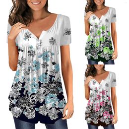 Women's T Shirts Women's Summer Top Casual Shirt V Neck Short Sleeve Button Up