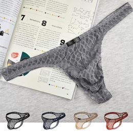 Men's Men Sexy Low-Waisted Underwear Lace Male Panties Transparent T-back Temptation Thongs Sissy Jockstrap Briefs Lingerie