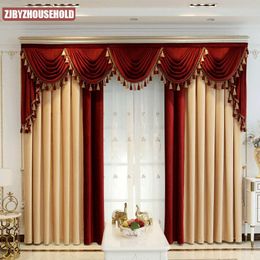 Curtains Custom Thick Curtains for Living Room Bedroom Villa Shading Veet Yellow Red Cloth Window Blackout Valance Tulle Panel
