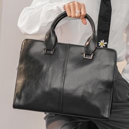 Briefcases Fashion Business Leather Men Briefcase Shoulder Bag Man Laptop Bags Men's Large Capacity Document Organiser Handbag