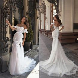 2020 Julie Vino Mermaid Wedding Dresses Sweetheart Lace Appliques Sweep Train Beach Wedding Dress Boho Custom Made Robes De Mariee2359