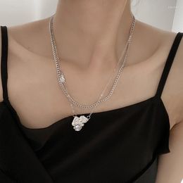 Chains Necklace For Women Irregular Moonstone Necklaces Woman High Quality Trend Silver Color Korean Fashion Lovers Girl Gift Jewelry