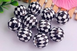 Beads 100pcs/lot white/black Colour 20mm chunky solid print Beads,chunky acrylic solid beads for Chunky Necklace Jewellery