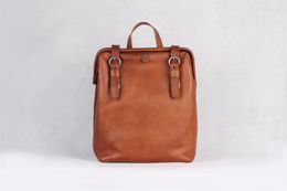 School Bags 092 Classic Genuine Leather Cow Skin Women Large Backpack Handmade Shcool Bag High Quality