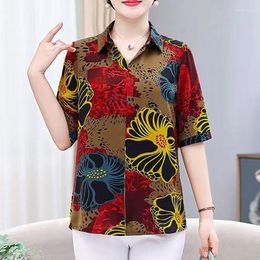 Women's Blouses Vintage Printed V-Neck Loose Tie Dye Floral Blouse Women's Clothing 2023 Summer Oversized Casual Pullovers Commuter
