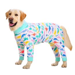 Rompers Cartoon Print Cotton Pajamas For Dogs Cute Dog Pajamas Male Female Dog Clothes For Large Dog Big Dog Jumpsuits Overalls For Dogs