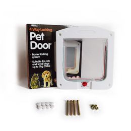 Cages Intellgent Control 4 Way Safety Pet Dog Cat Door Gate Felis Animals Doghole Cathole Flap Entry Frame Kitten Doors Supplies Pet