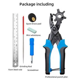 Leathercraft WUTA Revolving Leather Belt Hole Punch Plier Kit, Eyelet Puncher,DIY Tool Set for Belts, Watch Bands, Straps, Dog Collars,Fabric