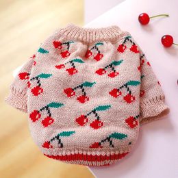 Sweaters Petcircle Dog Clothes Cherry Pink Sweater Shirt Fit Small Dog Puppy Pet Cat Spring&autumn Pet Cute Costume Pet Clothes Dog Coat