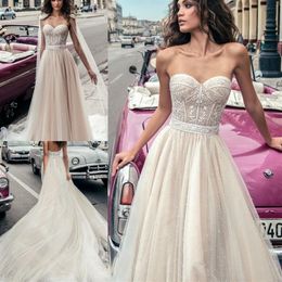 Julie Vino Full Beaded Wedding Dresses Beach Sweetheart Backless Bridal Gowns Vestido De Novia Lace Corset A-Line Wedding Dress303d