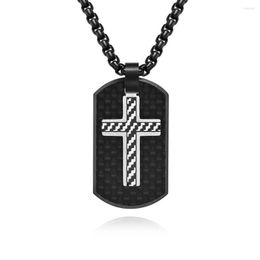 Chains Fashion Cross Stainless Steel Pendant Necklace Hip-hopTrend Carbon Fiber Titanium Men Women Faith Amulet Jewelry