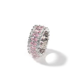 Mens Pink Diamond Rings Engagement Ring For Womens Hip Hop Jewelry Silver Wedding Rings