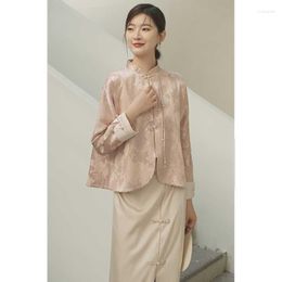 Ethnic Clothing Spring Chinese Style Improved Long-sleeved Stand-up Collar Loose Wide Lady Tailored Oriental Qipao Set