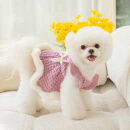 Dresses Pet Clothes Autumn Winter Small Dog Cat Princess Dress Knitted Wool Sweet Sweater Cute Skirt Chihuahua Kitten Puppy Dress Poodle