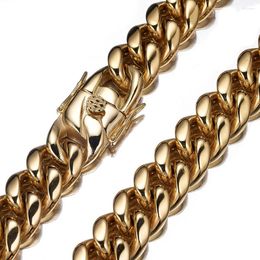 Chains Any Length 7inch-40inch Hip Hop 18mm 316L Stainless Steel Miami Cuban Chain Necklace For Cool Men Boys 18K Gold Plated Jeweley