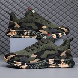 Men Running Shoes camouflage green Breathable fashion Knit Jogging Comfortable lace-up casual sneakers mens trainers