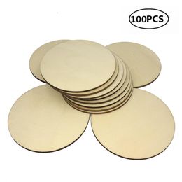 Crafts 100pcs 80mm 3.14inch Big Size Unfinished Round Wood Slices Embellishments MDF Wooden Cutout for Cardmaking Art Wedding Decor