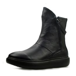 Herren Stiefeletten aus echtem weichem Leder, britischer dunkler Stil, große Herrenschuhe p25d50