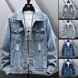 Men's Jackets 2023 Spring Men's Denim Jacket Solid Color Slim Fit Fashion Trend