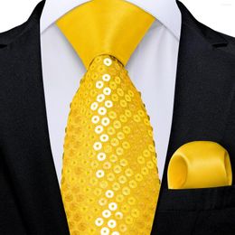 Bow Ties Luxury Golden Sequins Tie With Pocket Square Mens Women Stage Performance Prom Paillette Accessories Necktie Gift Wholesale