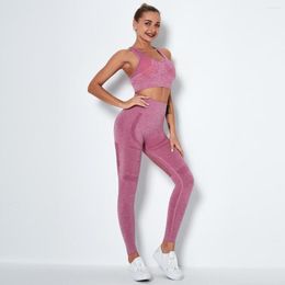 Women's Two Piece Pants 2023 Seamless Sport Set High Waist Leggings And Bra Top Workout Gym Running Women Suit Fitness Sportswear Athletic