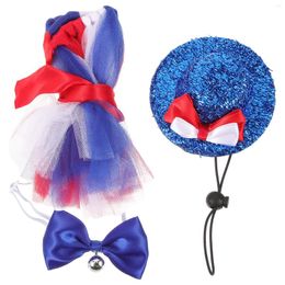 Cat Costumes Dog Patriotic Skirt Costume Independence Day American Hat Tutu Clothes Yarn Small Puppy Bow Tie