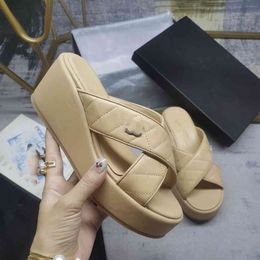 Fashion Designer Sandals Leather Channel Platform Heels Women CCity Classic Flip-Flops Summer sdgsd