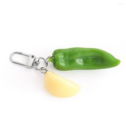 Keychains Emulation Vegetable Pepper Garlic PVC Resin Funny Keychain Student Backpacks Dangle Charm Key Rings Pendant Hanging Jewellery