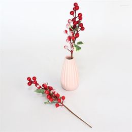 Decorative Flowers 11 Inch Red Stems Picks Snowflake Berries Branches For Christmas Tree Ornaments Crafts Year Holiday Home Decor