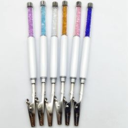 Newest Long Smoking Colourful Glitter Diamonds Decoration Portable Bracket Clip Support Herb Tobacco Preroll Cigarette Cigar Fixed Get Holder Clamp Tongs Tips