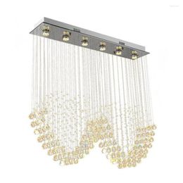 Chandeliers L100 W20 H100cm Modern Rectangular Crystal Chandelier Lighting Wave Raindrop Flush Mount Ceiling Light Fixture For Dining Room