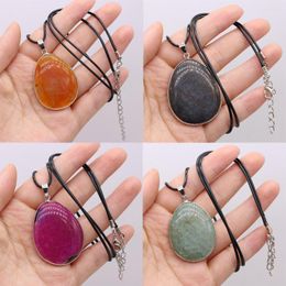 Pendant Necklaces Fine Natural Stone Scale Agates Simple Silver Plated Rope Chain Necklace Jewelry For Women Graceful Gifts