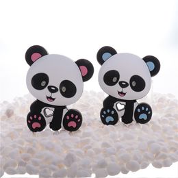 Baby Teethers Toys 10pc Panda Silicone Baby Teether BPA Free born Teething Necklace Pacifier Chain Accessories Rodent Food Grade Pendant Toy DIY 230617