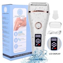 Epilator Electric Razor Painless Lady Shaver For Women USB Charging Bikini Trimmer For Whole Body Waterproof LCD Display Wet Dry Using 230617