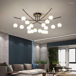 Chandeliers Postmodern Creative LED Chandelier Lighting Glass Ball Nordic Simple Hanging Lamp Dining Living Room Lobby Bedroom Large Fixture