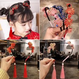 Hair Accessories Cute Fringed Bowknot Children Headband Hairband Handmade Flower Pearl Hoop For Girl Princess Headwear Headdress