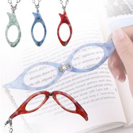 Pendant Necklaces Vintage Folding Reading Glasses Chain Reader Necklace Shellhard Older Magnifier Jewelry Gift Colorful Frame