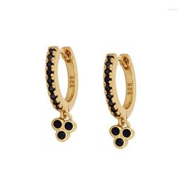 Hoop Earrings Black Crystal Charming Pendant For Women 2023 Prevent Allergy Huggie Fashion Jewellery Gift CZ