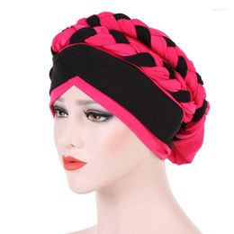 Berets 2023 Muslim European And American Foreign Trade Two-Color Braid Toque Cap Milk Silk India Spot