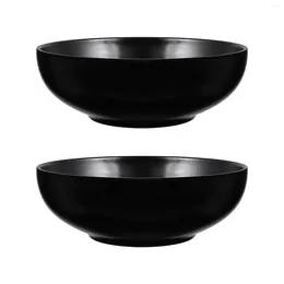 Dinnerware Sets 2 Pcs Japanese Ramen Bowl Black Flatware Cereal Serving Hand-Pulled Noodle Tableware