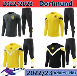 22 23 Kids Men's Borussia Adult Tracksuit Jacket 222 2023 german national team Soccer Sets Half Zip Dortmunds Training Wear Soccer Set Survement Tracksuit