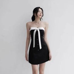 Casual Dresses Zabrina Strapless Sexy Black For Women 2023 Summer Lace Up High Waist Fashion Short Dress Birthday Party Club Night