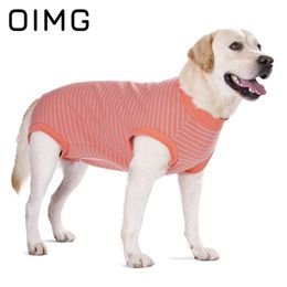 Vests OIMG Cotton Stripes Dog Tshirt Golden Retriever Labrador Akita Large Dog Clothes Casual Pet Dog Garment Breathable Big Dog Vest