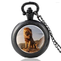 Pocket Watches High Quality Lion Father And Son Glass Cabochon Quartz Watch Vintage Men Women Pendant Necklace Gifts