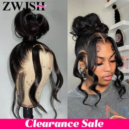 Hair pieces 360 Glueless Full Lace Human Transparent Brazilian Body Wave Frontal For Black Women Pre Plucked ZWJSH 230617