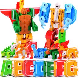 Transformation toys Robots 26 A-Z letter Alphabet Animal Dinosaur Warrior Deformation Action Figures Transformation For Children Gift Brinquedos 230617